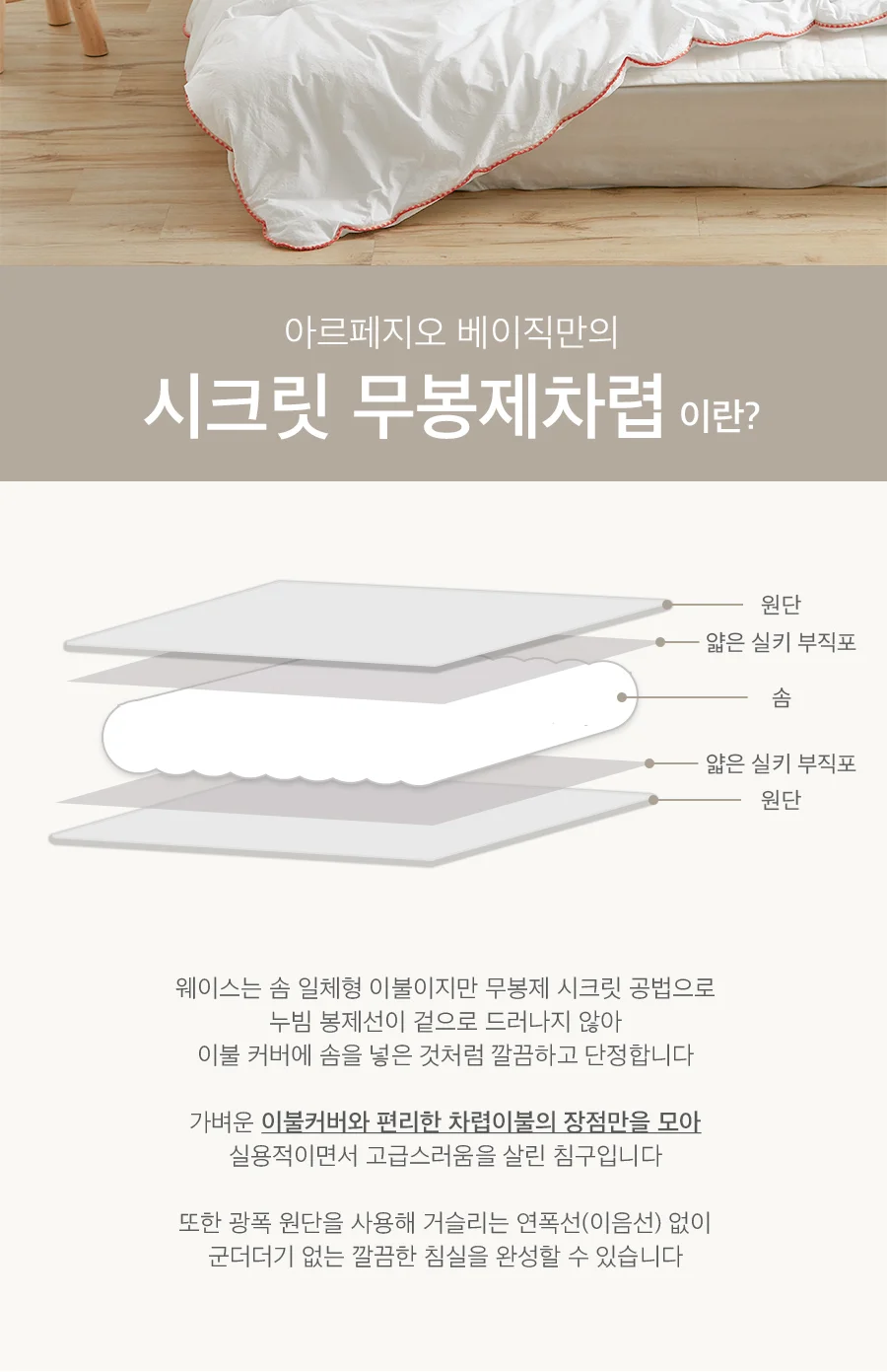 [회원전용특가]웨이스 순면60수 투톤매직 무봉제 차렵이불/세트 -Maynavy 상세 이미지 9