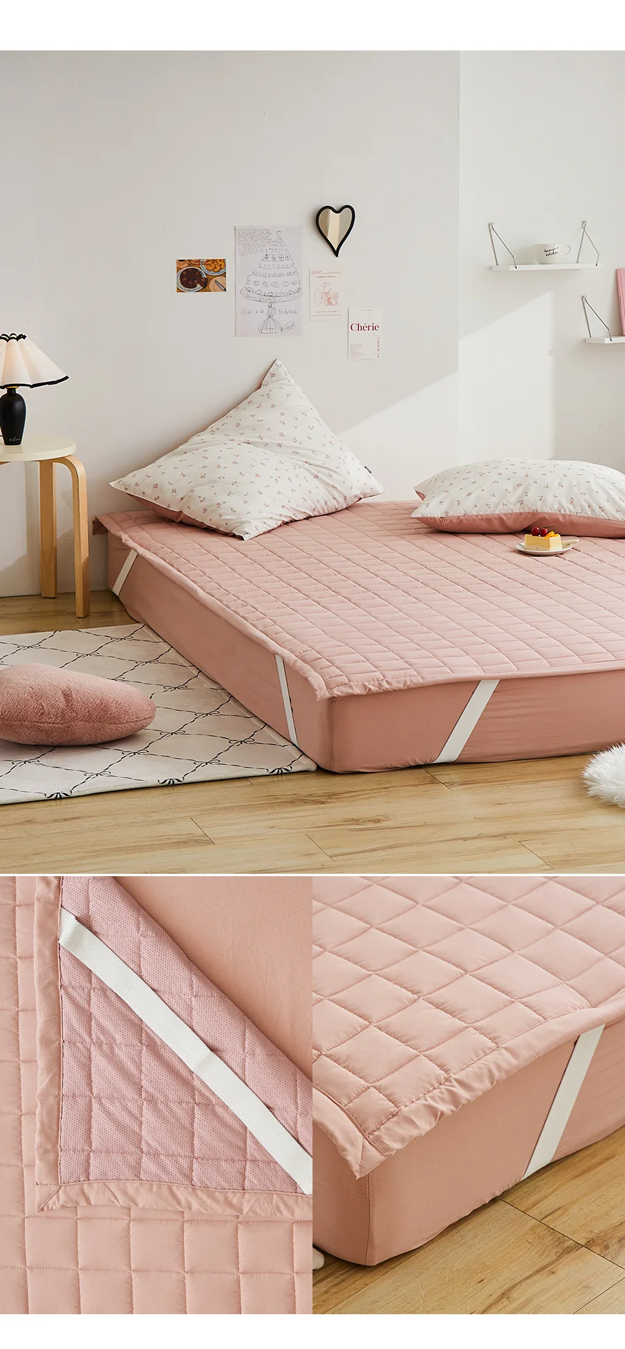 [회원전용특가]디코 먼지없는 사계절 밴딩 침대 패드 SS -Evepink 상세 이미지 5