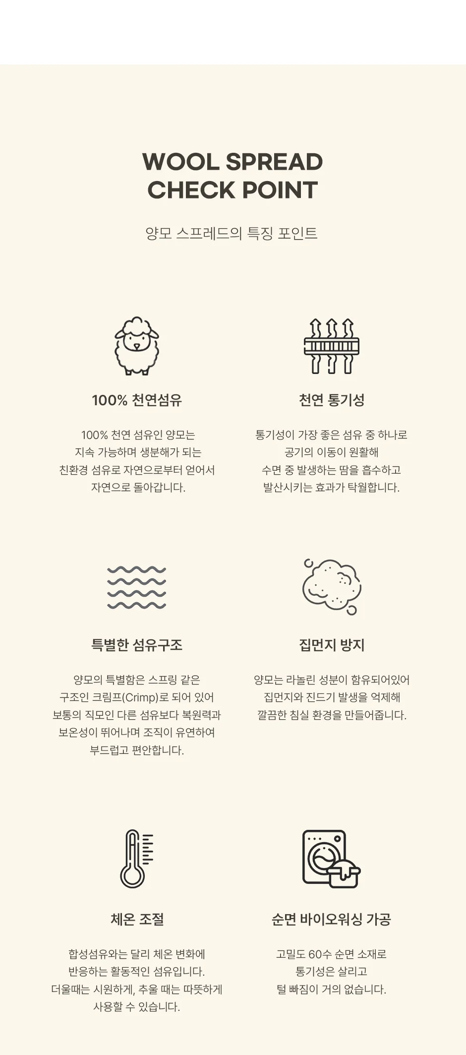 [전용패키지]프리미엄 호주산 양모 100% 순면 스프레드 SS/Q/SK -3color 상세 이미지 5
