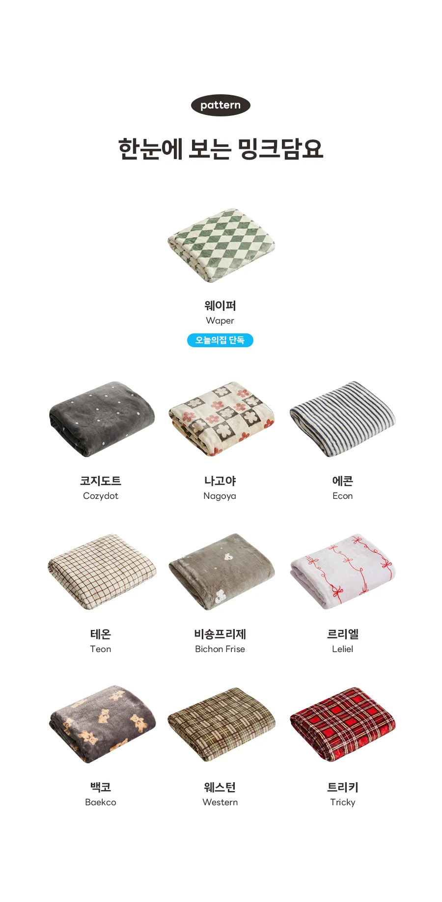 1+1 소프트 5mm극세사 밍크 담요 블랭킷(대형 2장) -10type 상세 이미지 9