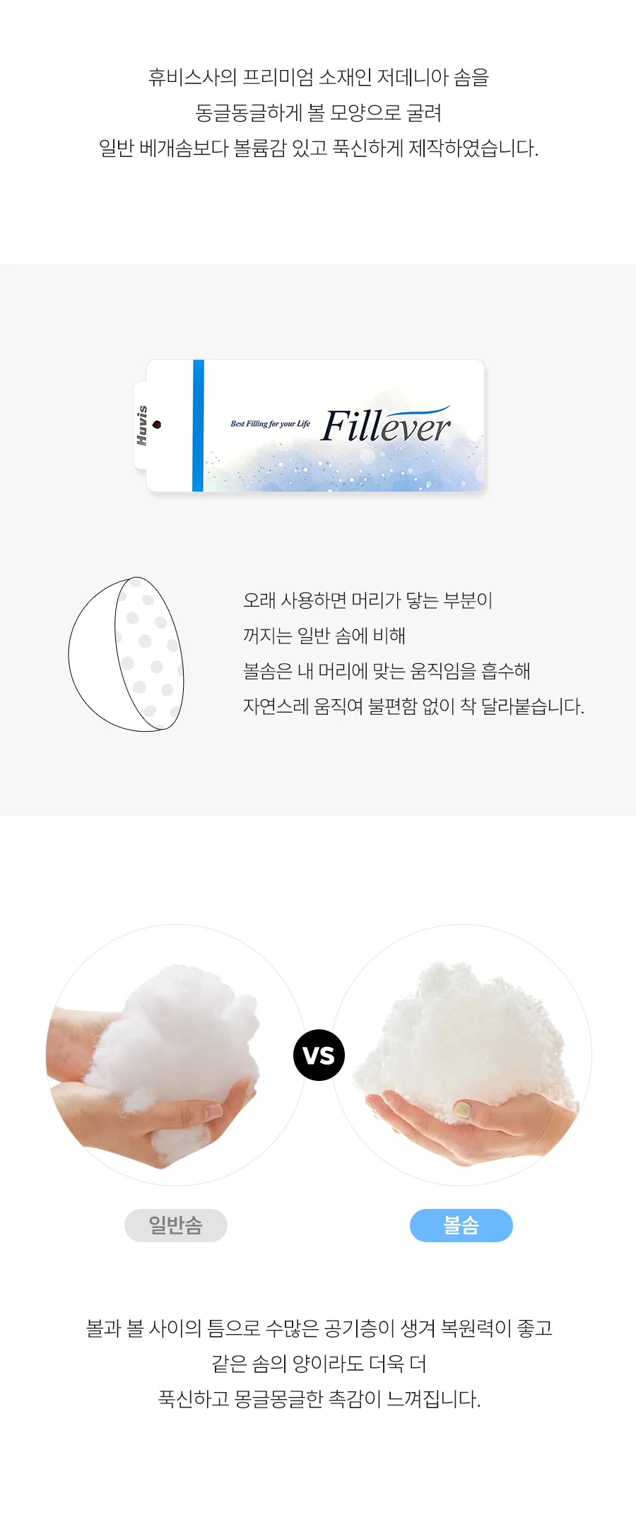1+1 리버블 입체 볼솜 알러지케어 경추 베개솜 50x70 상세 이미지 8