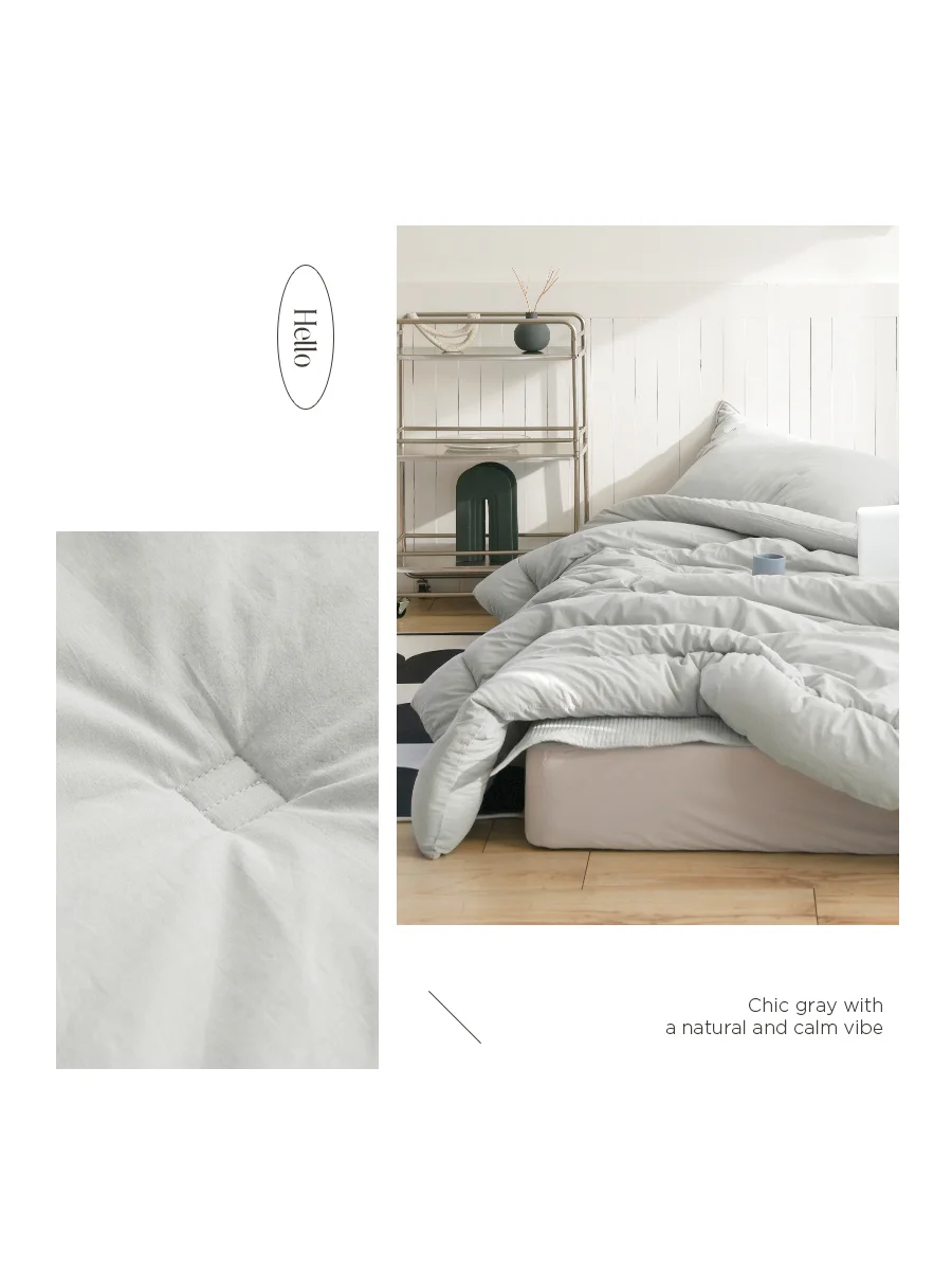 [GIFT 베딩백]헬로우 오가닉 순면 피그워싱 항균 옥수수솜 차렵이불/세트 -Midgray (3oz, 8oz) 상세 이미지 24
